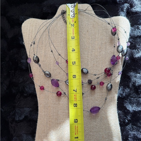 2 Elegant Multi-Strand Necklace with Purples & Pink Silver Beads - Picture 6 of 6